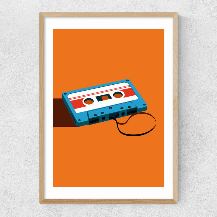 Cassette Tape Narrow Oak Frame