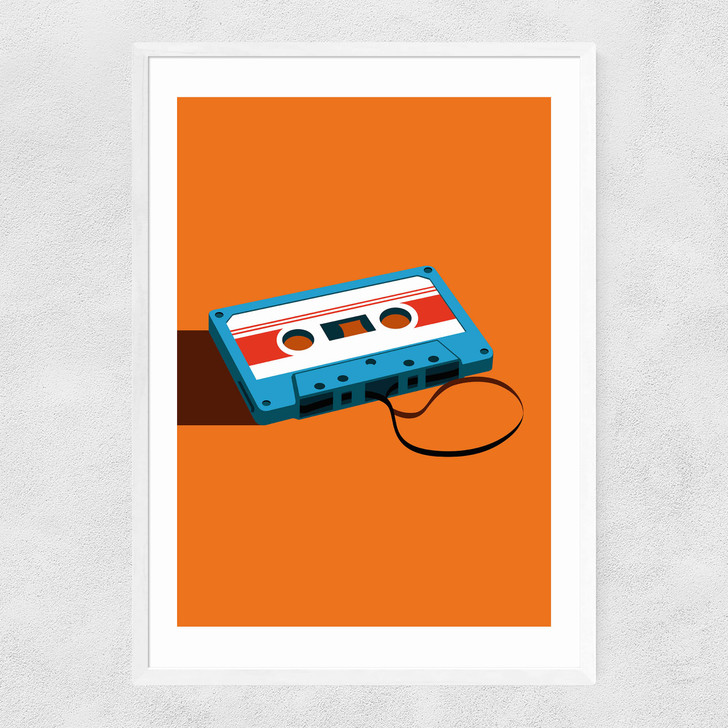 Cassette Tape Narrow White Frame