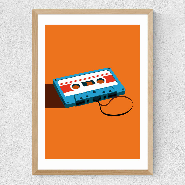 Cassette Tape Medium Oak Frame