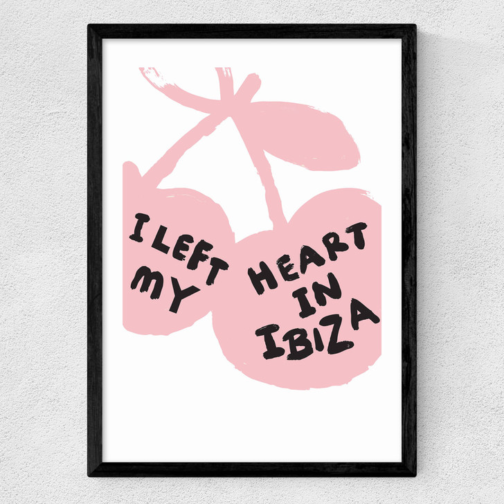 I Left My Heart In Ibiza (Pink and Black) Medium Black Frame I Left My Heart In Ibiza (Pink and Black) Medium Black Frame