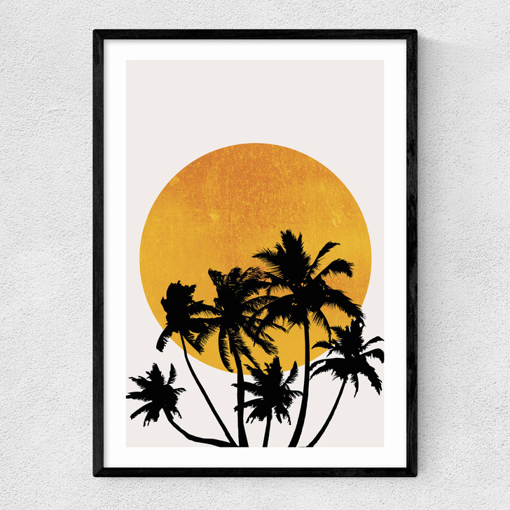 Miami Beach Sunset Narrow Black Frame