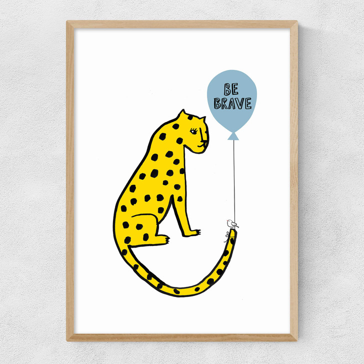 Be Brave Leopard Narrow Oak Frame