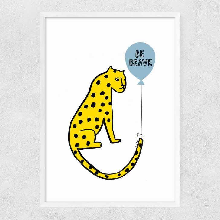 Be Brave Leopard Narrow White Frame