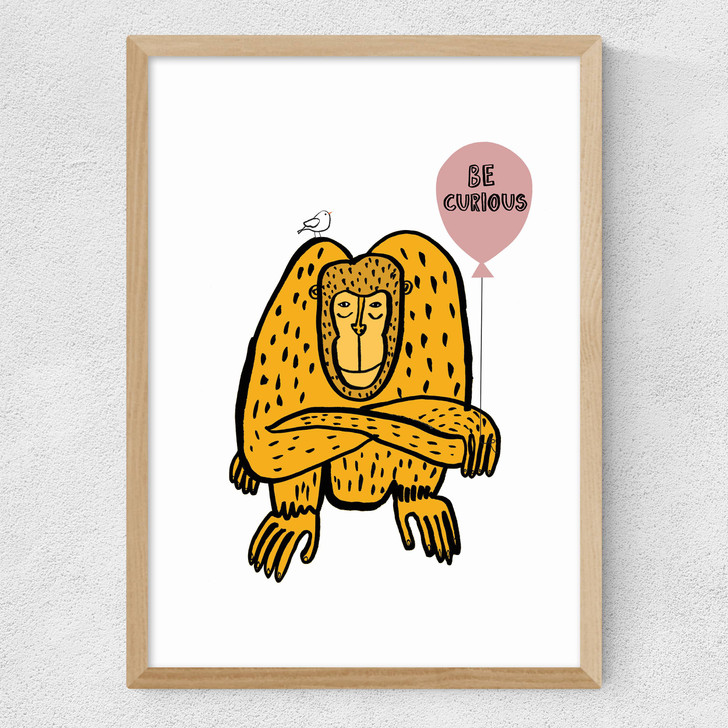 Be Curious Monkey Medium Oak Frame