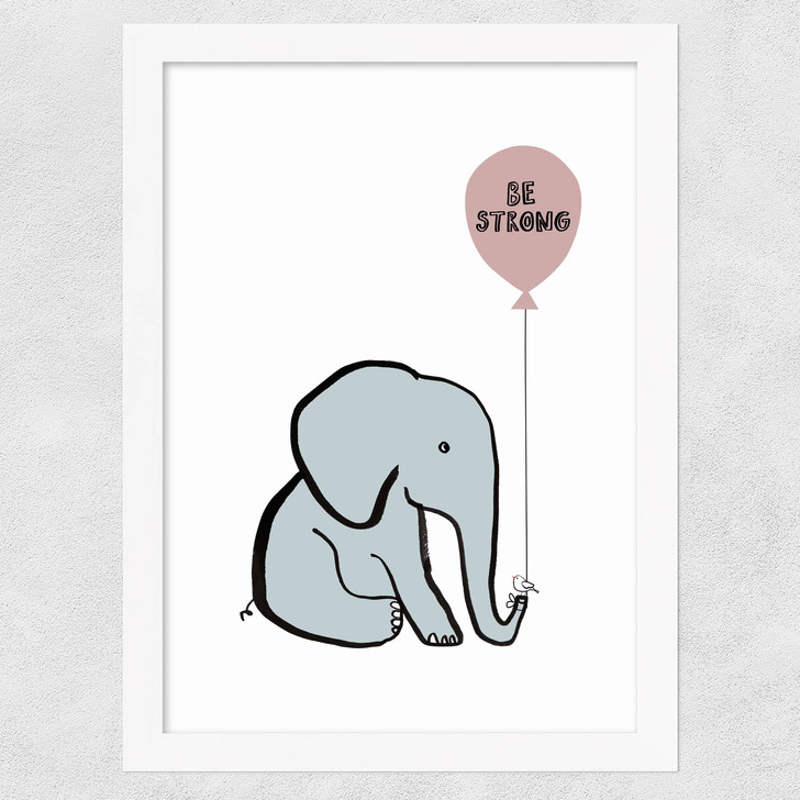 Be Strong Elephant Wide White Frame Be Strong Elephant Wide White Frame