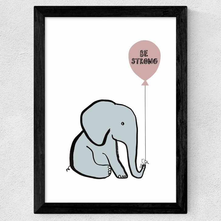Be Strong Elephant Wide Black Frame