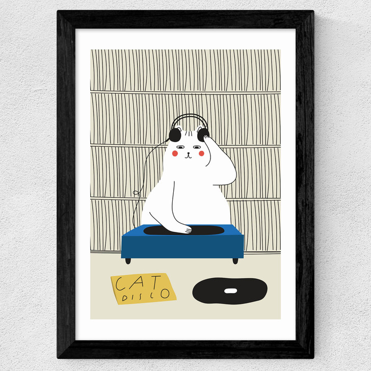 Disco Cat Wide Black Frame