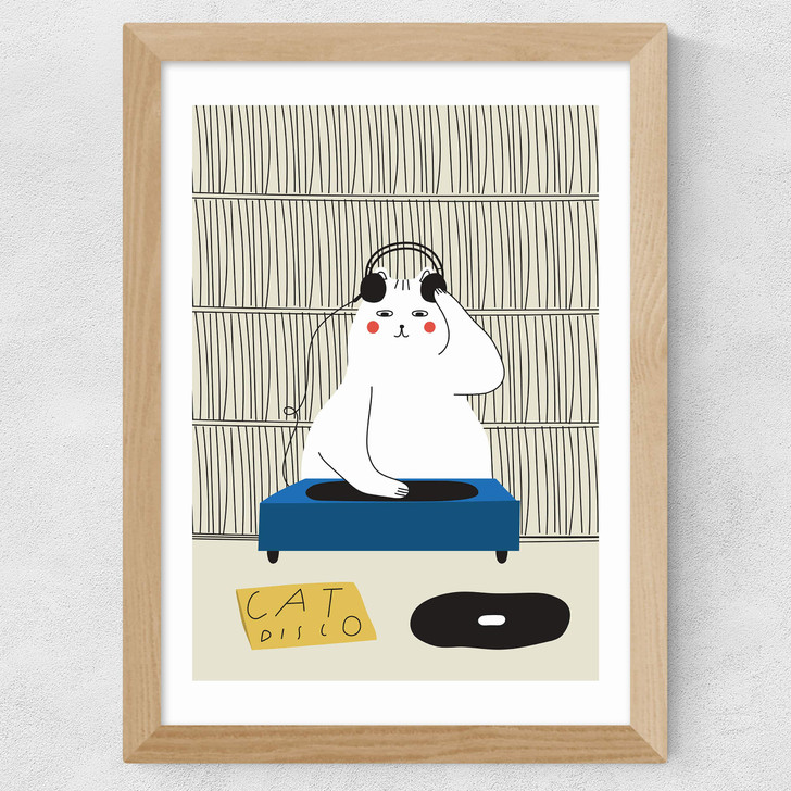 Disco Cat Wide Oak Frame