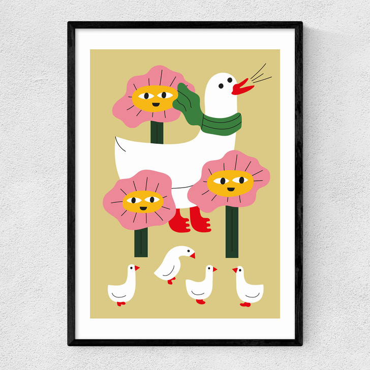 Duck Family Mother Narrow Black Frame Duck Family Mother Narrow Black Frame