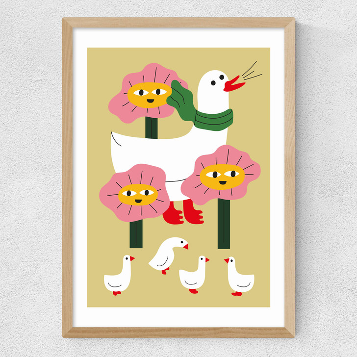 Duck Family Mother Medium Oak Frame Duck Family Mother Medium Oak Frame