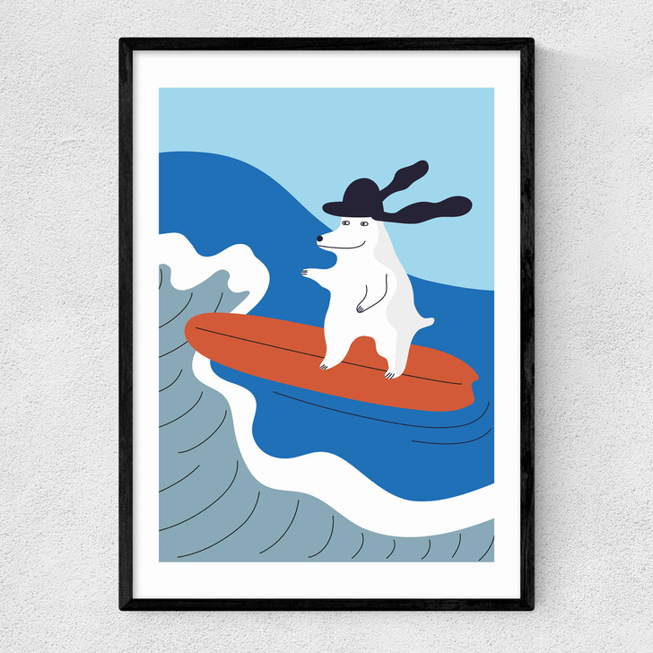 Surfing Dog Watersports Narrow Black Frame