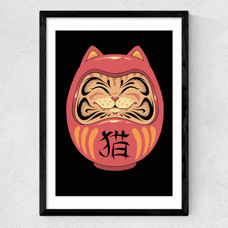 Neko Daruma Medium Black Frame Neko Daruma Medium Black Frame