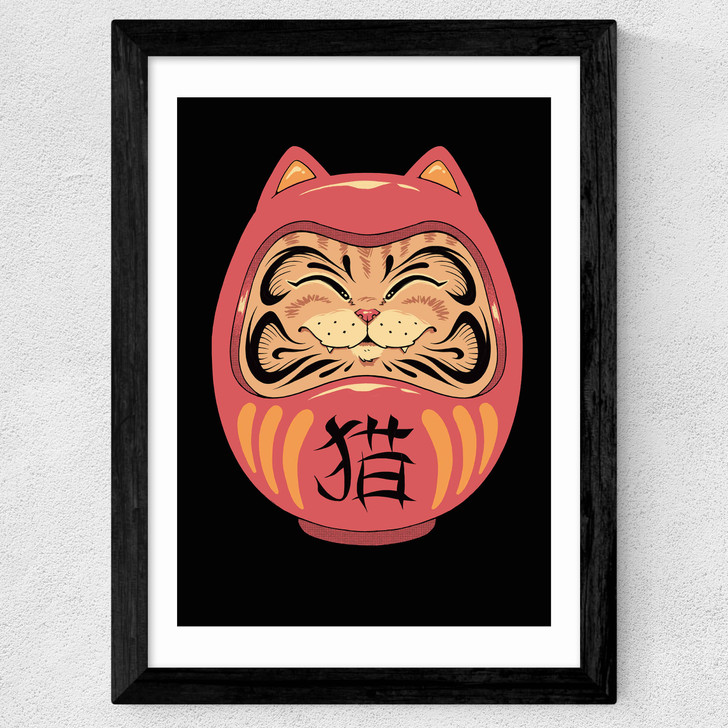 Neko Daruma Wide Black Frame Neko Daruma Wide Black Frame