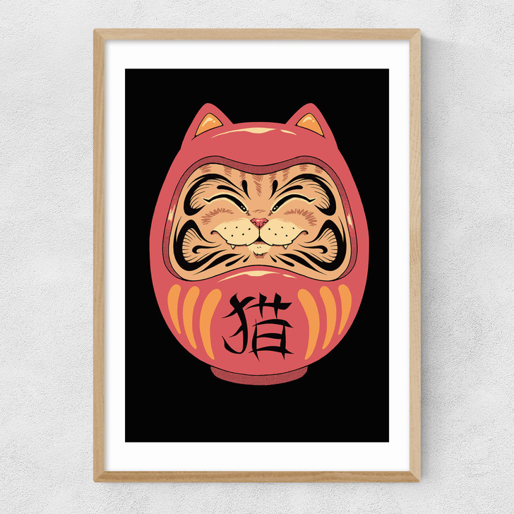 Neko Daruma Narrow Oak Frame Neko Daruma Narrow Oak Frame