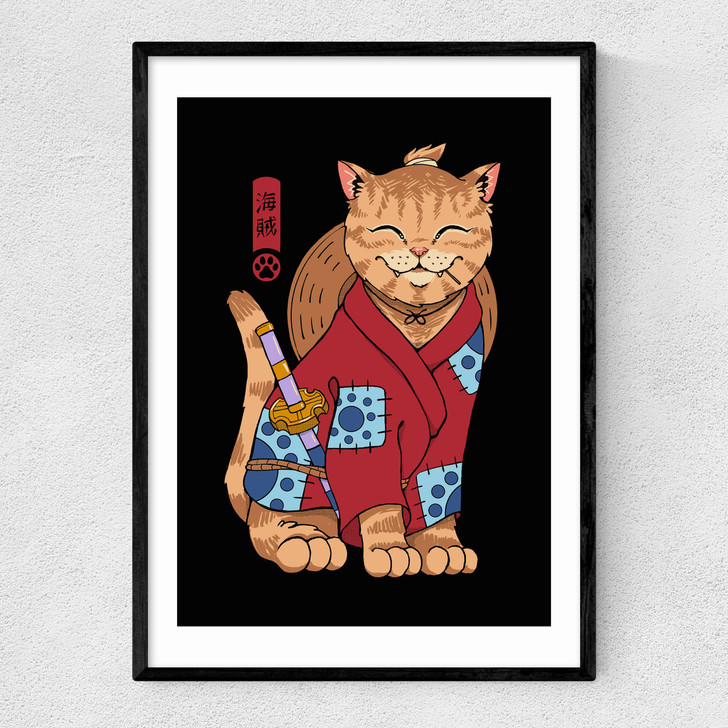 Pirate Meowster Narrow Black Frame
