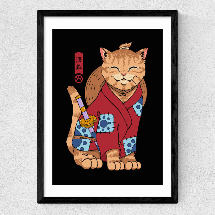 Pirate Meowster Medium Black Frame