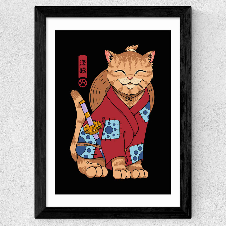Pirate Meowster Wide Black Frame