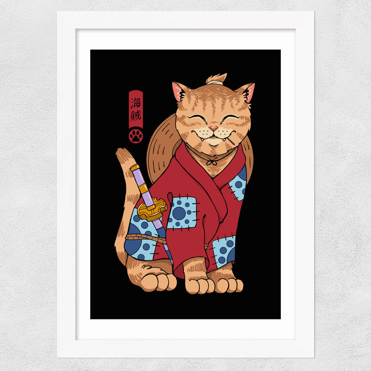 Pirate Meowster Wide White Frame
