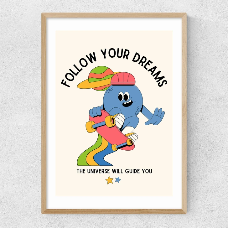 Follow Your Dreams Narrow Oak Frame