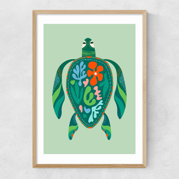 Sea Turtle Narrow Oak Frame