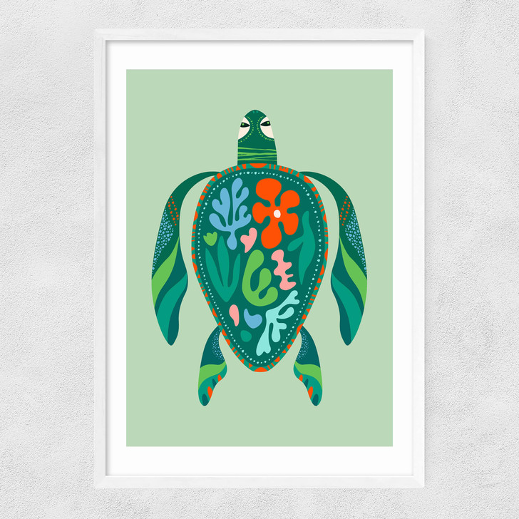 Sea Turtle Narrow White Frame