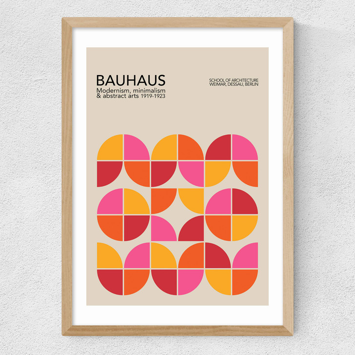 Bauhaus Quarter Circles Medium Oak Frame