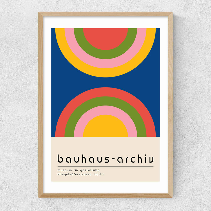Bauhaus Rainbow by Luxe Poster Co Narrow Oak Frame