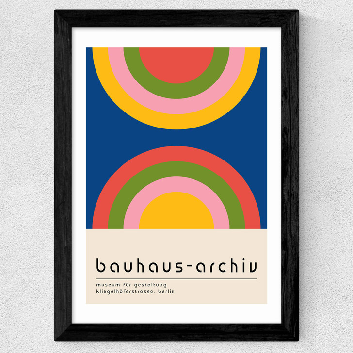 Bauhaus Rainbow by Luxe Poster Co Wide Black Frame