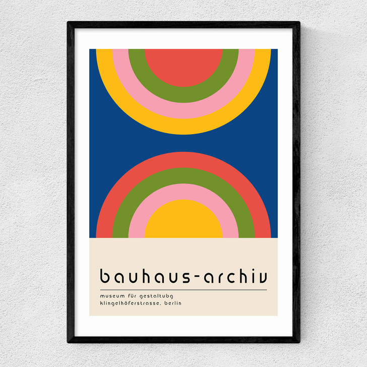 Bauhaus Rainbow by Luxe Poster Co Narrow Black Frame