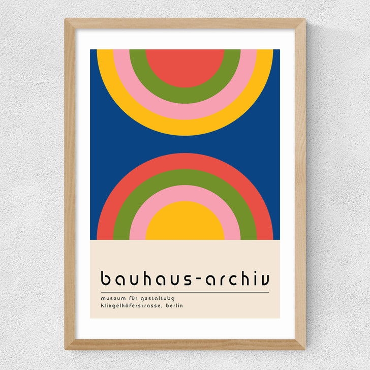 Bauhaus Rainbow by Luxe Poster Co Medium Oak Frame