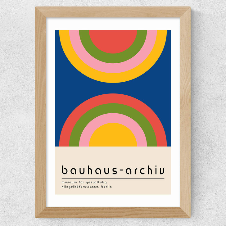 Bauhaus Rainbow by Luxe Poster Co Wide Oak Frame