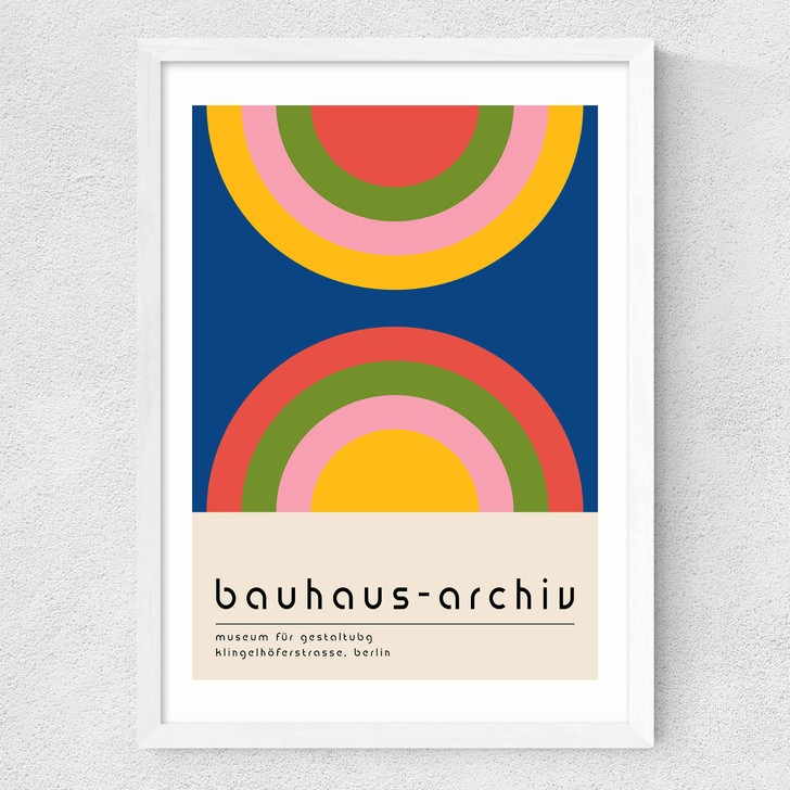 Bauhaus Rainbow by Luxe Poster Co Medium White Frame