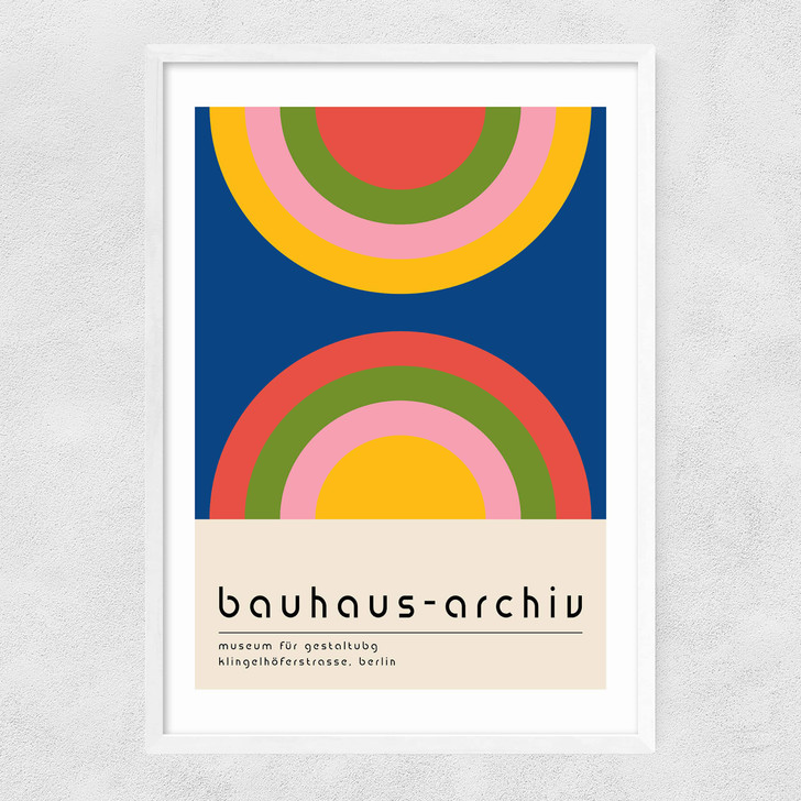 Bauhaus Rainbow by Luxe Poster Co Narrow White Frame