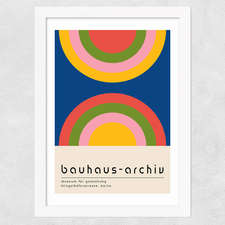 Bauhaus Rainbow by Luxe Poster Co Wide White Frame