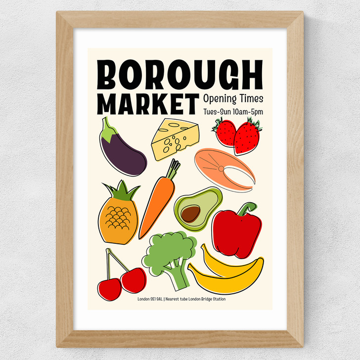 Borough Market by Luxe Poster Co Wide Oak Frame Borough Market by Luxe Poster Co Wide Oak Frame