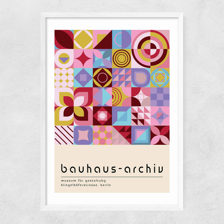 Geoetric Mosaic Narrow White Frame