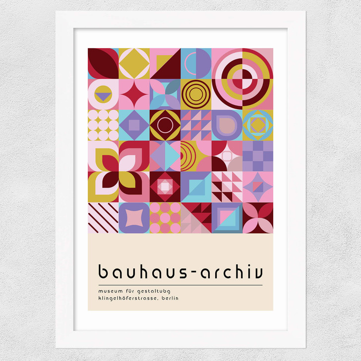 Geoetric Mosaic Wide White Frame