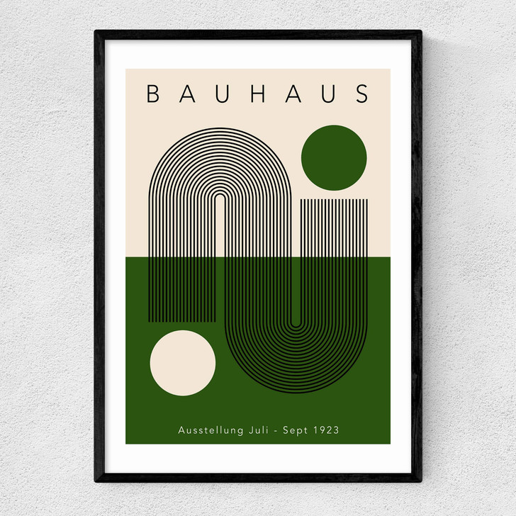 Green Geometric Bauhaus Narrow Black Frame
