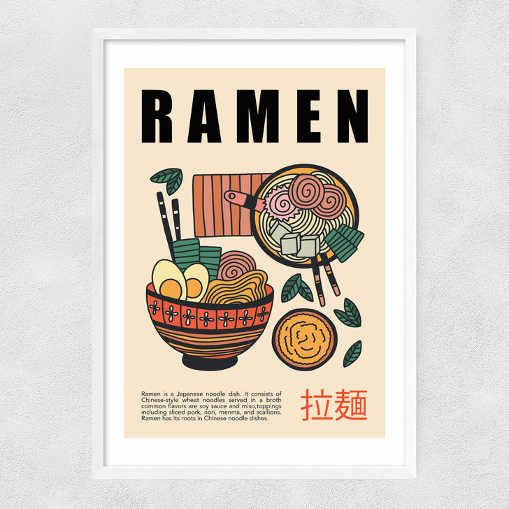 Japanese Ramen Narrow White Frame