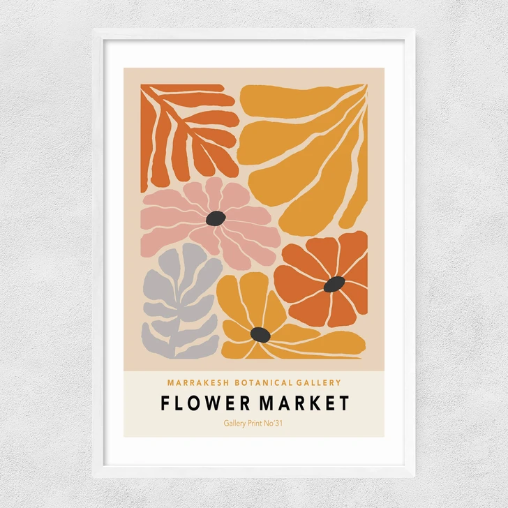 Flower Market Marrakesh Narrow White Frame