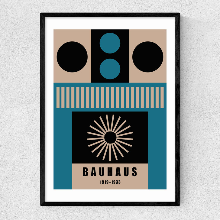 Mid Century Geometric Bauhaus Narrow Black Frame