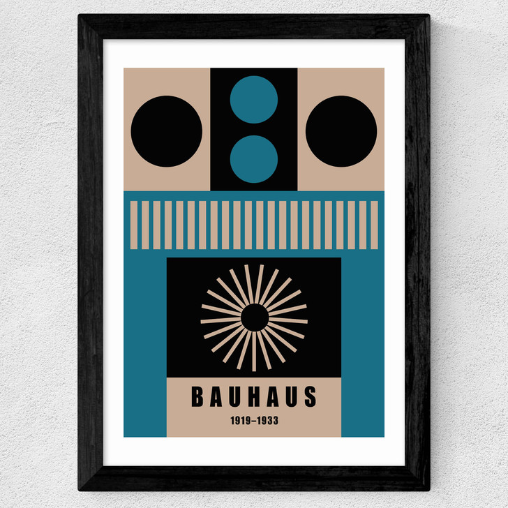 Mid Century Geometric Bauhaus Wide Black Frame