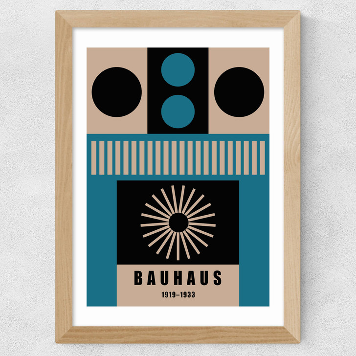 Mid Century Geometric Bauhaus Wide Oak Frame