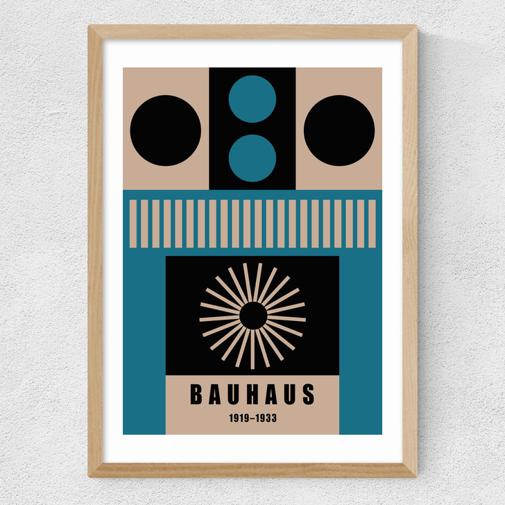 Mid Century Geometric Bauhaus Medium Oak Frame