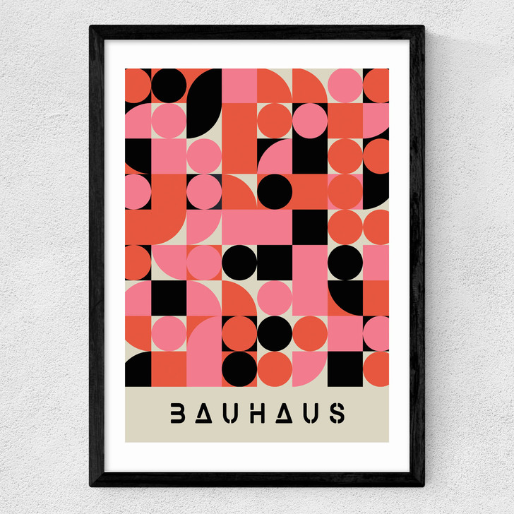 Pink And Black Bauhaus Medium Black Frame