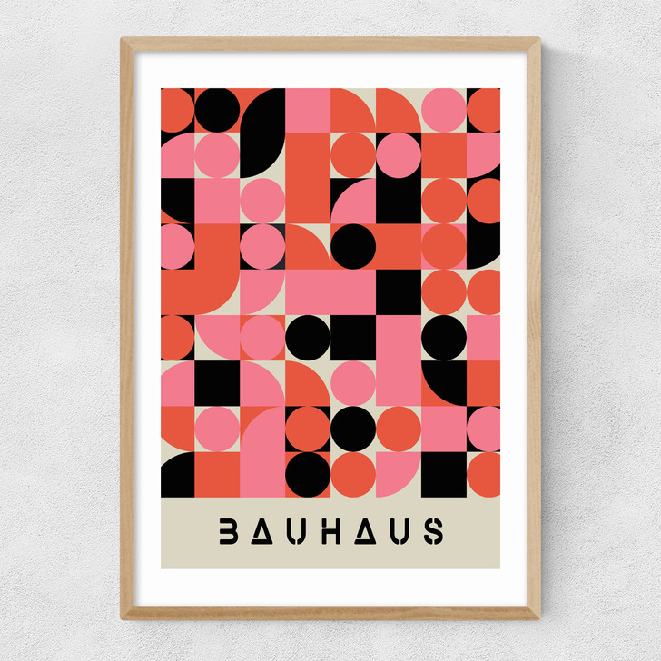 Pink And Oak Bauhaus Narrow Oak Frame