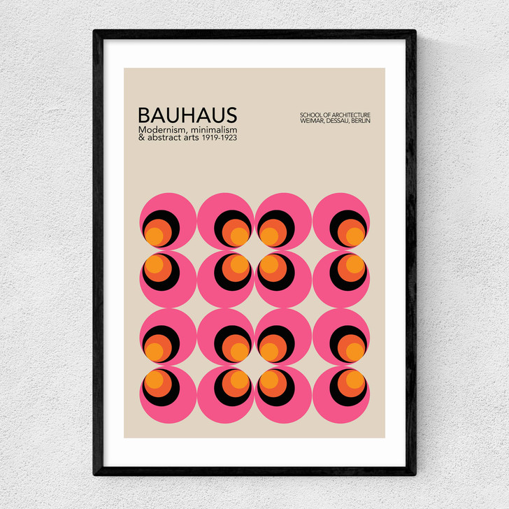 Pink And Orange Bauhaus Narrow Black Frame
