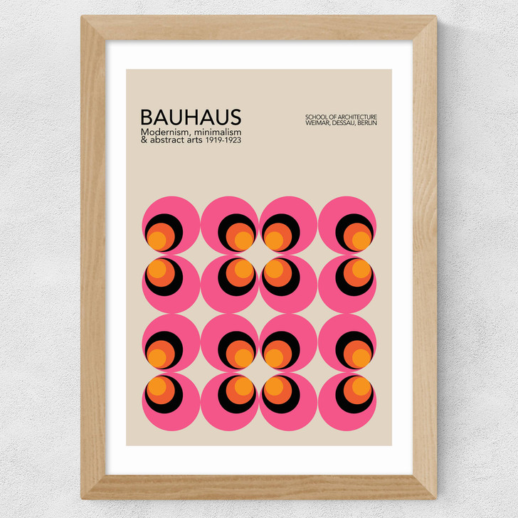 Pink And Orange Bauhaus Wide Oak Frame