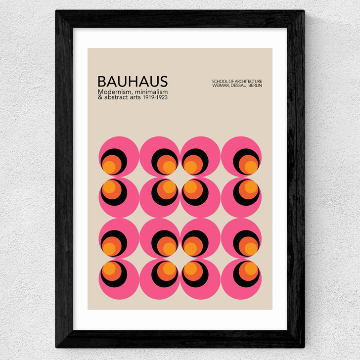 Pink And Orange Bauhaus Wide Black Frame