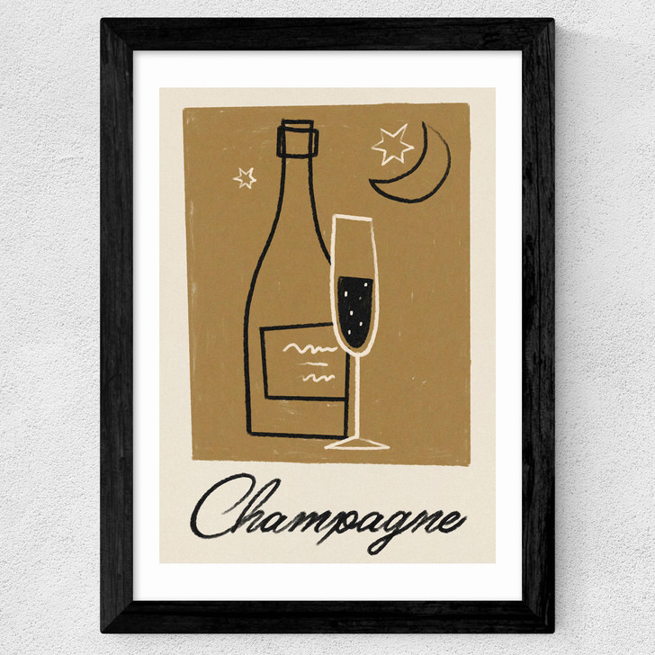 Champagne by Telegramme Paper Co Wide Black Frame